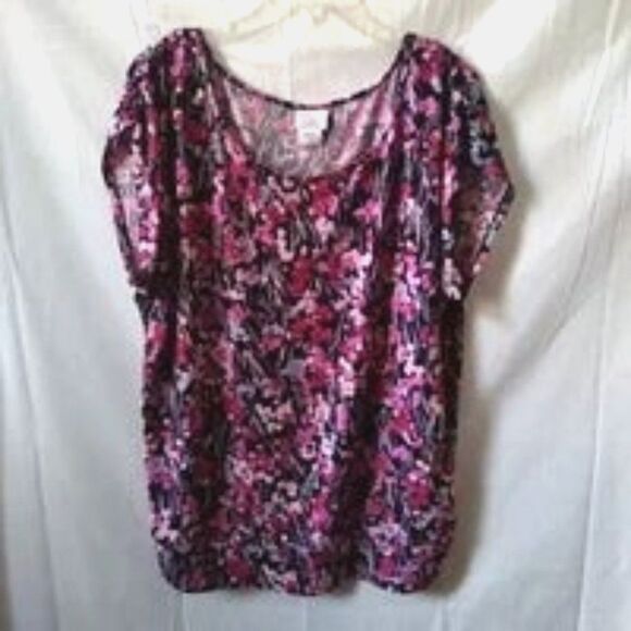 ⭐ Oh Baby by Motherhood Floral Maternity Cap Sleeve Flowy Womens Blouse XL - Picture 1 of 5